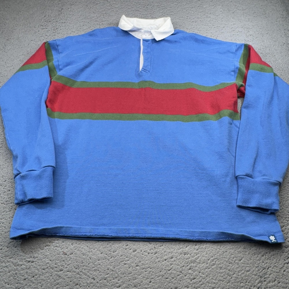 Withernot Rugby Shirt Mens XL Blue Red Stripe Long Sleeve Polo Preppy Jersey